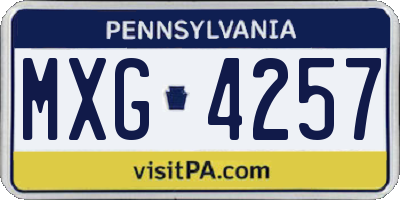 PA license plate MXG4257
