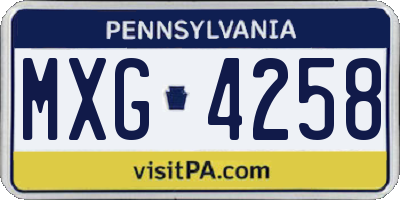 PA license plate MXG4258