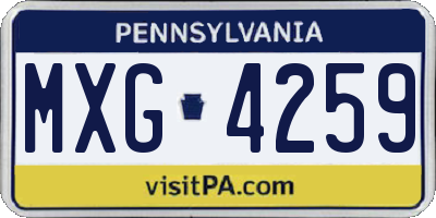 PA license plate MXG4259