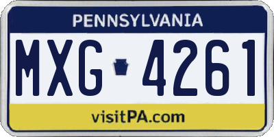 PA license plate MXG4261