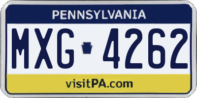 PA license plate MXG4262