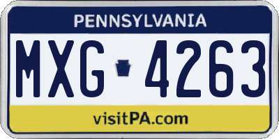 PA license plate MXG4263