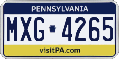 PA license plate MXG4265