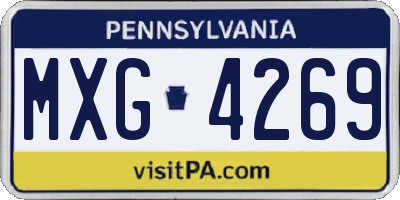 PA license plate MXG4269