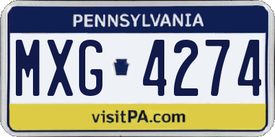 PA license plate MXG4274