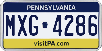 PA license plate MXG4286