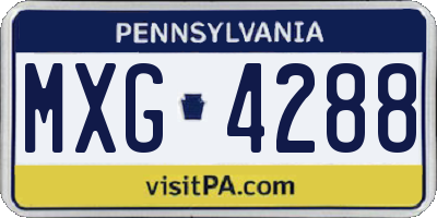 PA license plate MXG4288