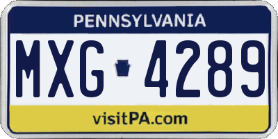 PA license plate MXG4289