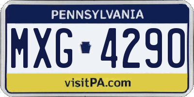PA license plate MXG4290