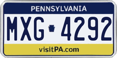 PA license plate MXG4292