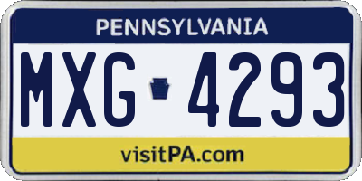 PA license plate MXG4293