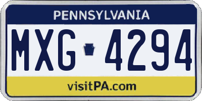 PA license plate MXG4294