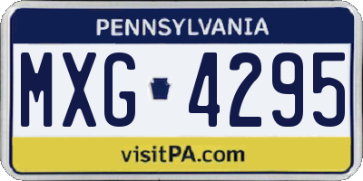 PA license plate MXG4295