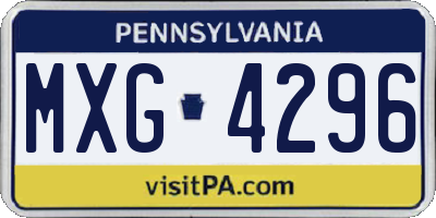 PA license plate MXG4296