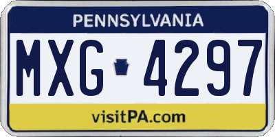 PA license plate MXG4297