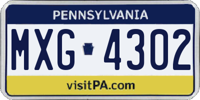 PA license plate MXG4302
