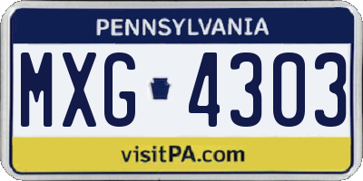 PA license plate MXG4303