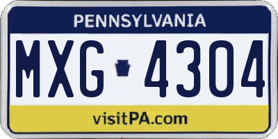 PA license plate MXG4304