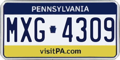 PA license plate MXG4309