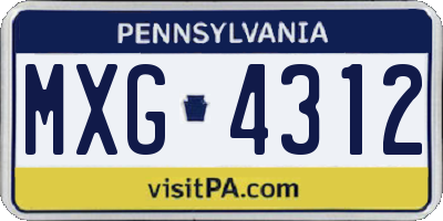 PA license plate MXG4312