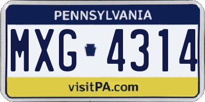 PA license plate MXG4314