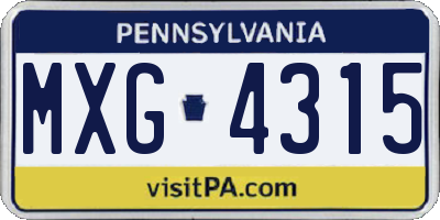 PA license plate MXG4315