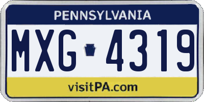 PA license plate MXG4319
