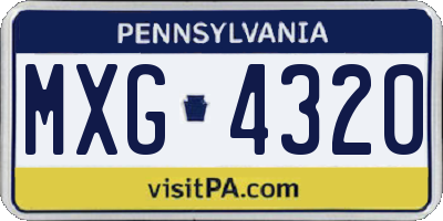 PA license plate MXG4320