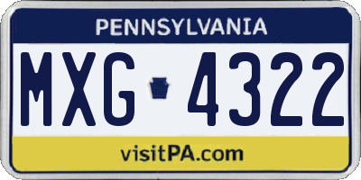 PA license plate MXG4322