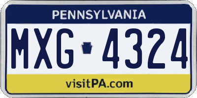 PA license plate MXG4324
