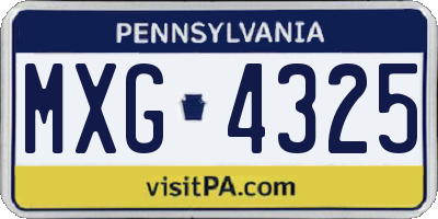 PA license plate MXG4325