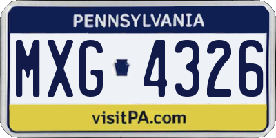 PA license plate MXG4326