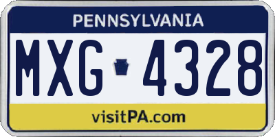 PA license plate MXG4328