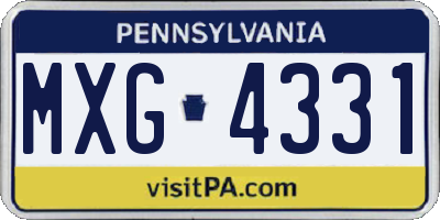 PA license plate MXG4331