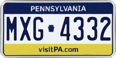 PA license plate MXG4332