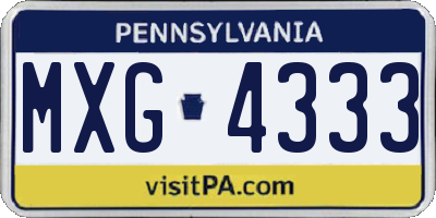 PA license plate MXG4333