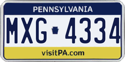 PA license plate MXG4334