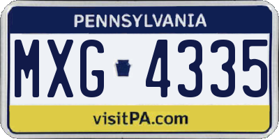 PA license plate MXG4335