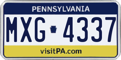 PA license plate MXG4337