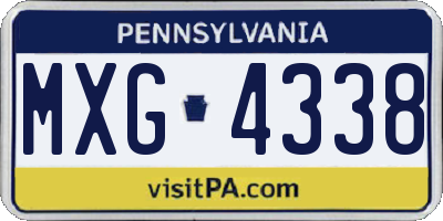 PA license plate MXG4338