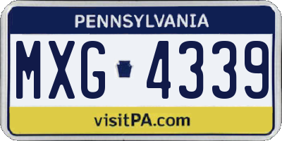 PA license plate MXG4339
