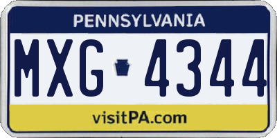 PA license plate MXG4344