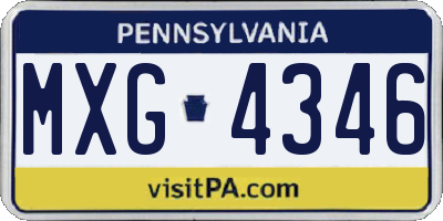 PA license plate MXG4346