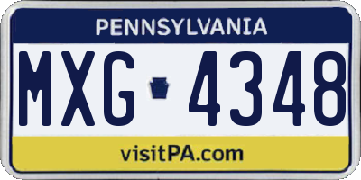PA license plate MXG4348