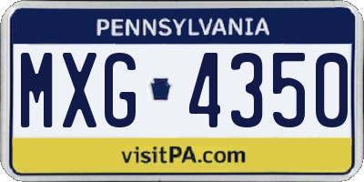 PA license plate MXG4350