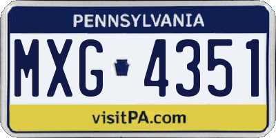 PA license plate MXG4351