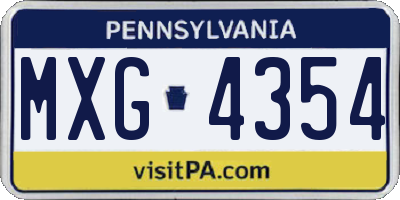 PA license plate MXG4354