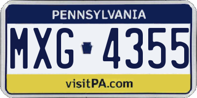 PA license plate MXG4355