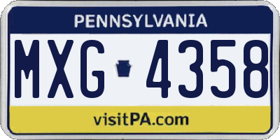 PA license plate MXG4358