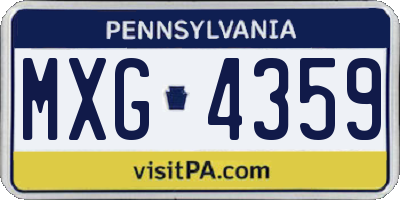 PA license plate MXG4359